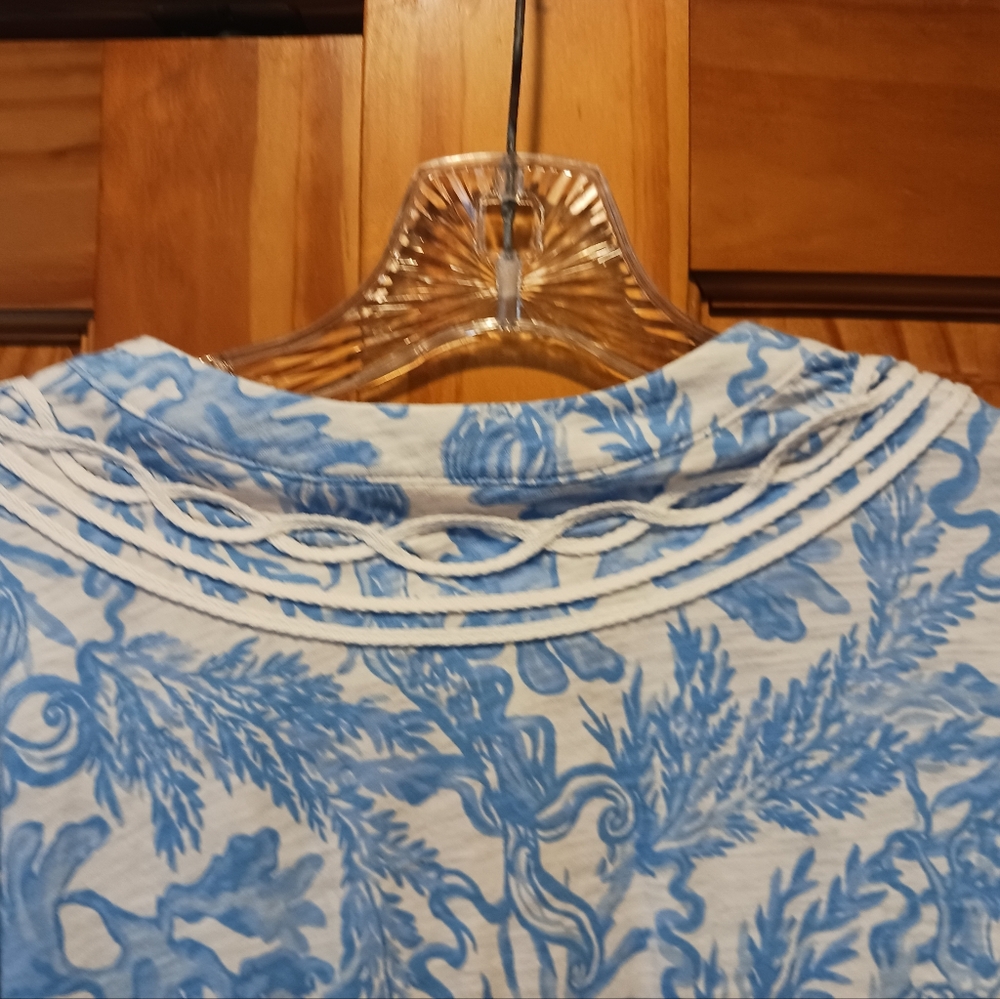 SOLD ELSEWHERE Lilly Pulitzer Blue and White 100% cotton knit Tunic XL mermaids! - Picture 5 of 10